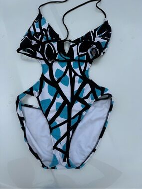 Teal & Black Patterned One-Piece Swimsuit women’s